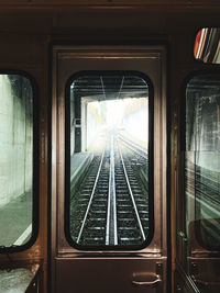 Train passing through window