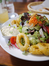 Close-up of meal served in plate