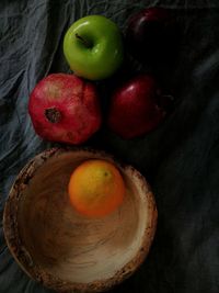 High angle view of apples on table