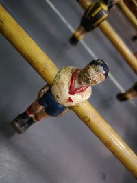 High angle view of toy on wood