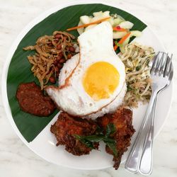 Close-up of breakfast served in plate