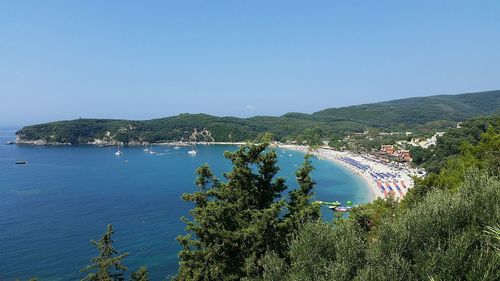 Scenic view of sea against clear sky