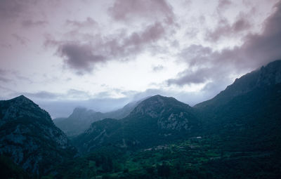 Scenic view of mountains against sky