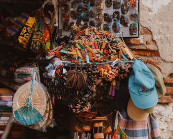 Rear view of people at market stall