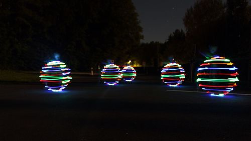 Illuminated lights at night