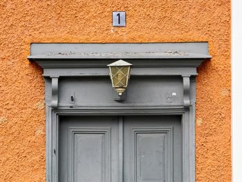 Close-up of closed door of building