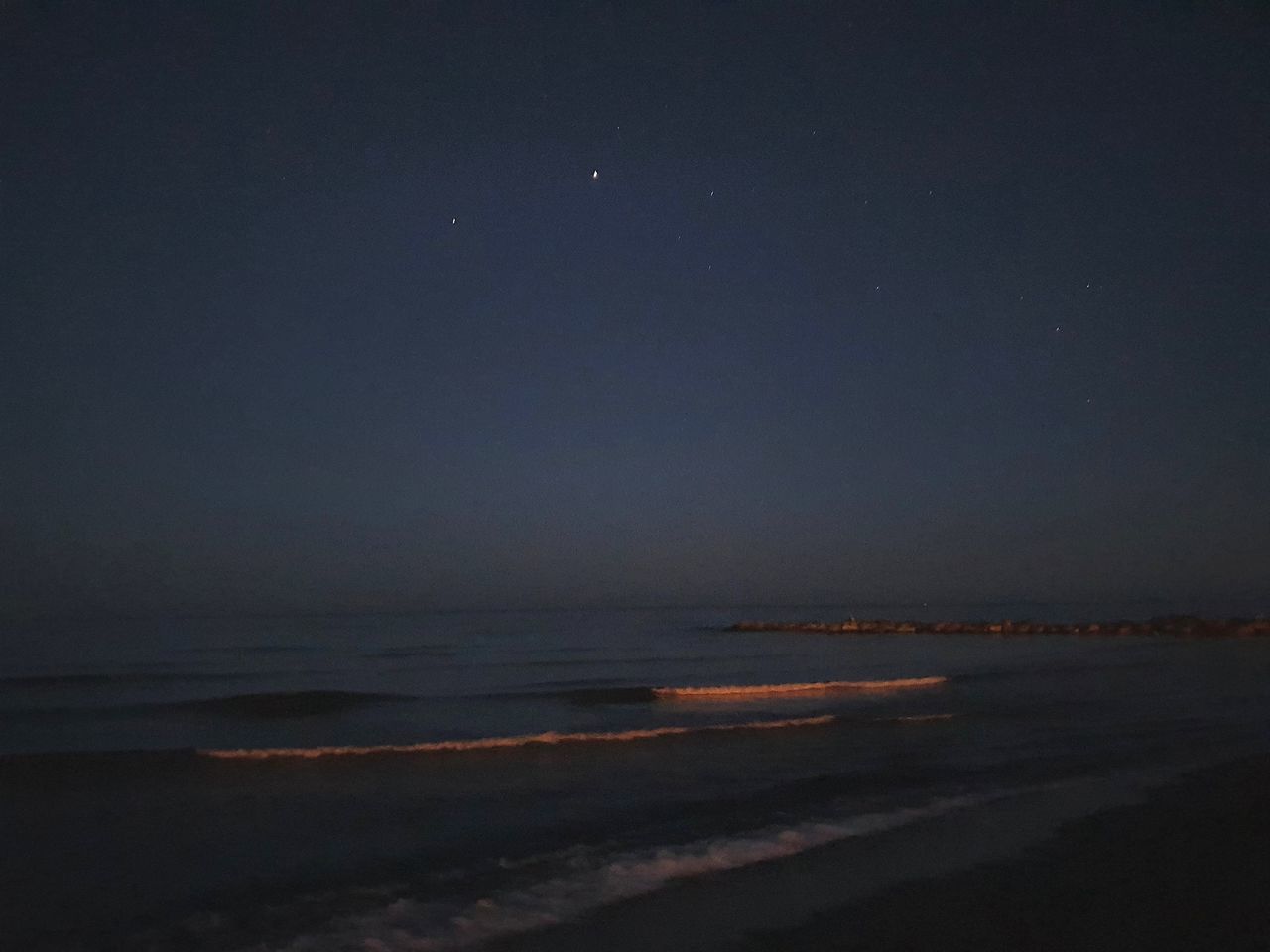 SCENIC VIEW OF BEACH AGAINST SKY AT NIGHT