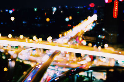 Defocused image of illuminated christmas lights