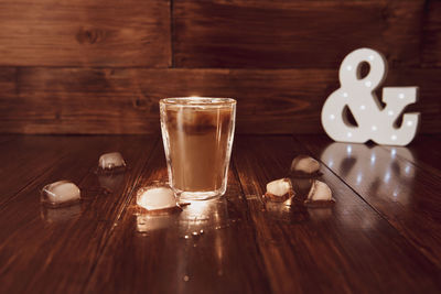 High angle view of drink on table