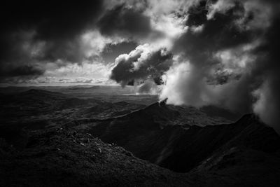 Scenic view of landscape against cloudy sky