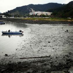 View of boats in river