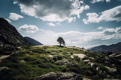 Scenic view of mountains against sky