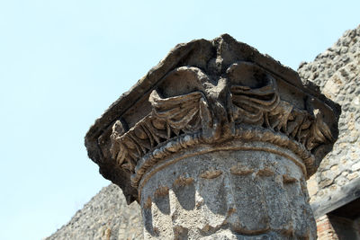 Low angle view of statue against clear sky