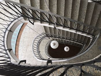 High angle view of spiral staircase of building