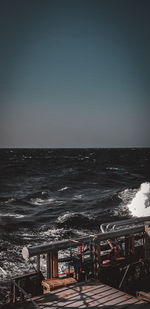 Scenic view of sea against clear sky