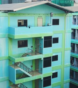 Low angle view of building against blue sky