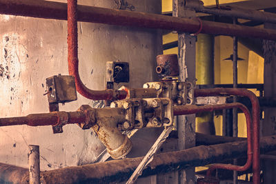 Rusty water pipes in factory