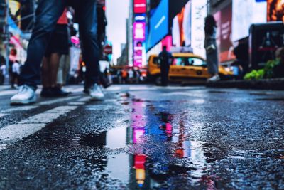 Wet city street during rainy season