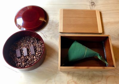 High angle view of coffee on table