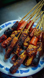 High angle view of food on table