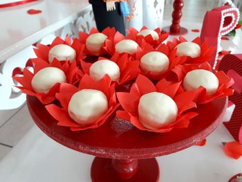 High angle view of decoration on table