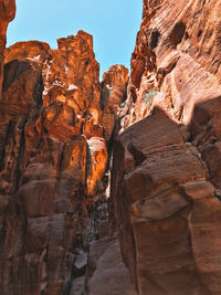 Low angle view of rock formations