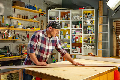 Man working on table