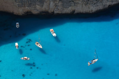 Aerial view of boats in sea