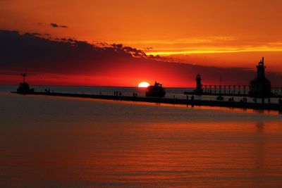 Scenic view of sea during sunset