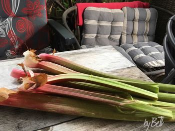 High angle view of food on table