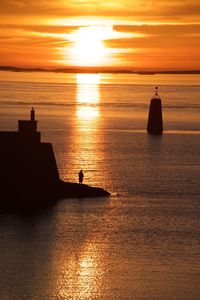 Scenic view of sea at sunset