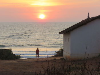 Scenic view of sea at sunset