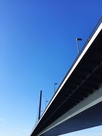 Low angle view of built structure against clear blue sky