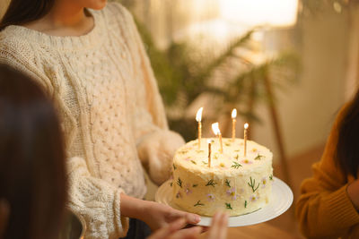 Close-up of christmas cake on table