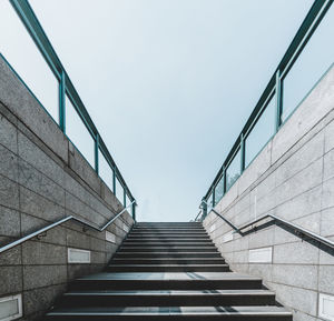 Low angle view of stairs against clear sky