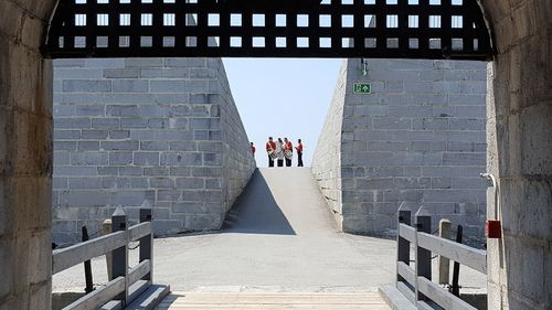 People standing on staircase