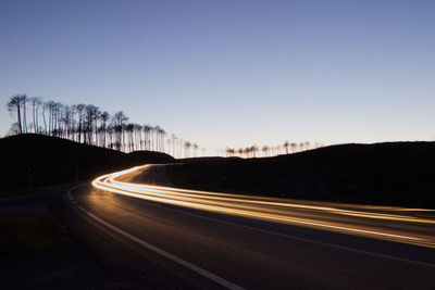 Light trails on highway at night