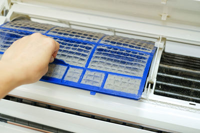 High angle view of person working in factory