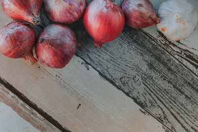 High angle view of tomatoes on table