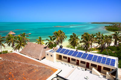 View of swimming pool against sea