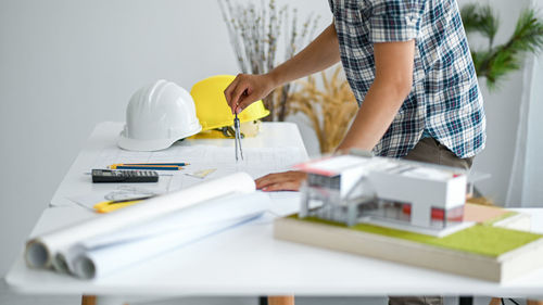 Man working on table