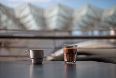 Close-up of coffee cup on table