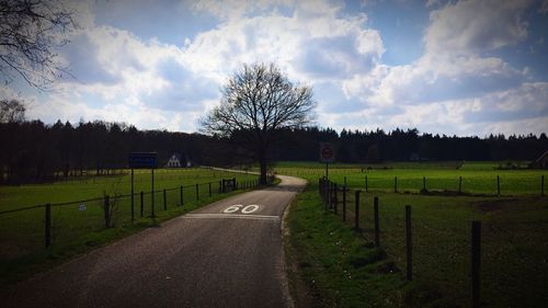 Scenic view of field against cloudy sky