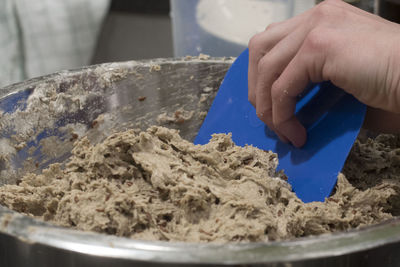 Close-up of person preparing food