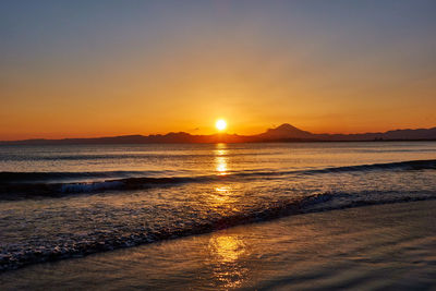 Scenic view of sea against sky during sunset