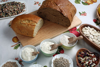 High angle view of food on table