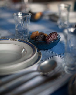 Close-up of set table for dinner