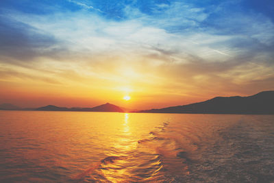 Scenic view of sea against sky during sunset