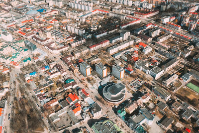 High angle view of city street