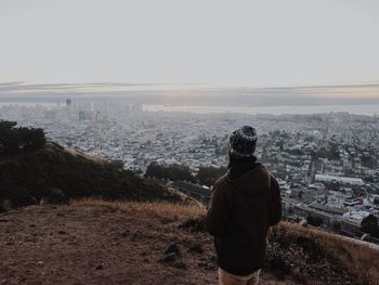 Rear view of man looking at view